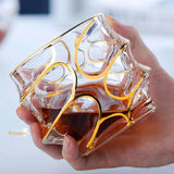 Whiskey Glass Tumblers Set Gold Line Wine Whisky Glasses Golden Painted Crystal Barware Multi - function Beer Cocktail Gift Box - Julia M LifeStyles