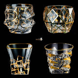 Whiskey Glass Tumblers Set Gold Line Wine Whisky Glasses Golden Painted Crystal Barware Multi - function Beer Cocktail Gift Box - Julia M LifeStyles