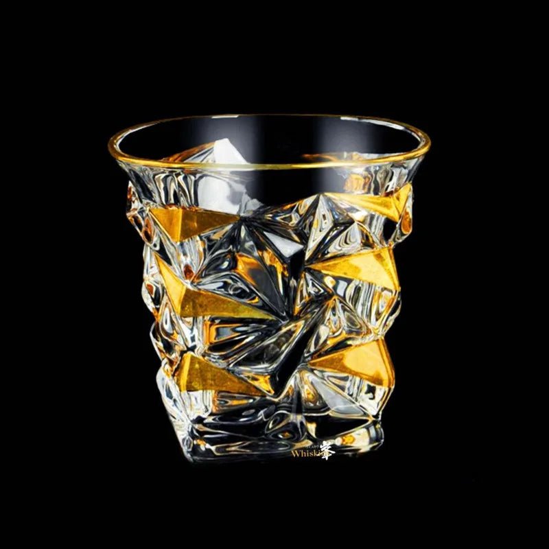 Whiskey Glass Tumblers Set Gold Line Wine Whisky Glasses Golden Painted Crystal Barware Multi - function Beer Cocktail Gift Box - Julia M LifeStyles