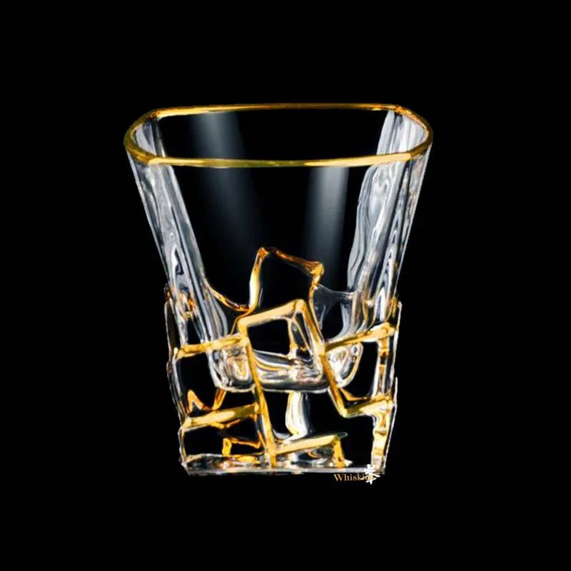 Whiskey Glass Tumblers Set Gold Line Wine Whisky Glasses Golden Painted Crystal Barware Multi - function Beer Cocktail Gift Box - Julia M LifeStyles