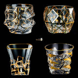 Whiskey Glass Tumblers Set Gold Line Wine Whisky Glasses Golden Painted Crystal Barware Multi - function Beer Cocktail Gift Box - Julia M LifeStyles