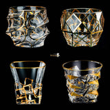 Whiskey Glass Tumblers Set Gold Line Wine Whisky Glasses Golden Painted Crystal Barware Multi - function Beer Cocktail Gift Box - Julia M LifeStyles