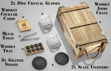 Whiskey Stones Gift Set with Glass and Wooden Crate - Julia M LifeStyles