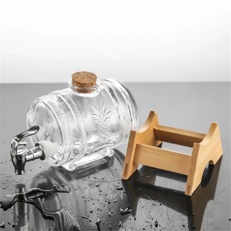 Elegant Lead-Free Glass Whiskey Decanter with Wooden Support - Julia M LifeStyles