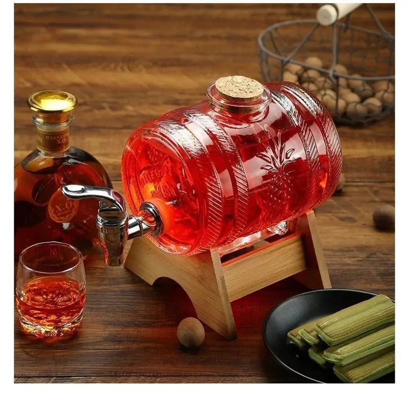 Elegant Lead-Free Glass Whiskey Decanter with Wooden Support - Julia M LifeStyles