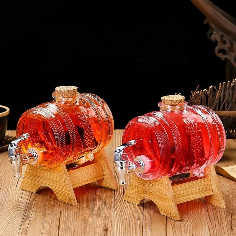 Whiskey Wine Decanter with Wooden Support for Liquor, Scotch Bourbon Barware, Lead - Free Glass Barware, Classical Fashion - Julia M LifeStyles