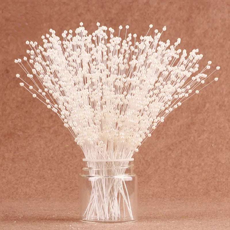 White Pearl Beaded Flower Stems - Julia M LifeStyles