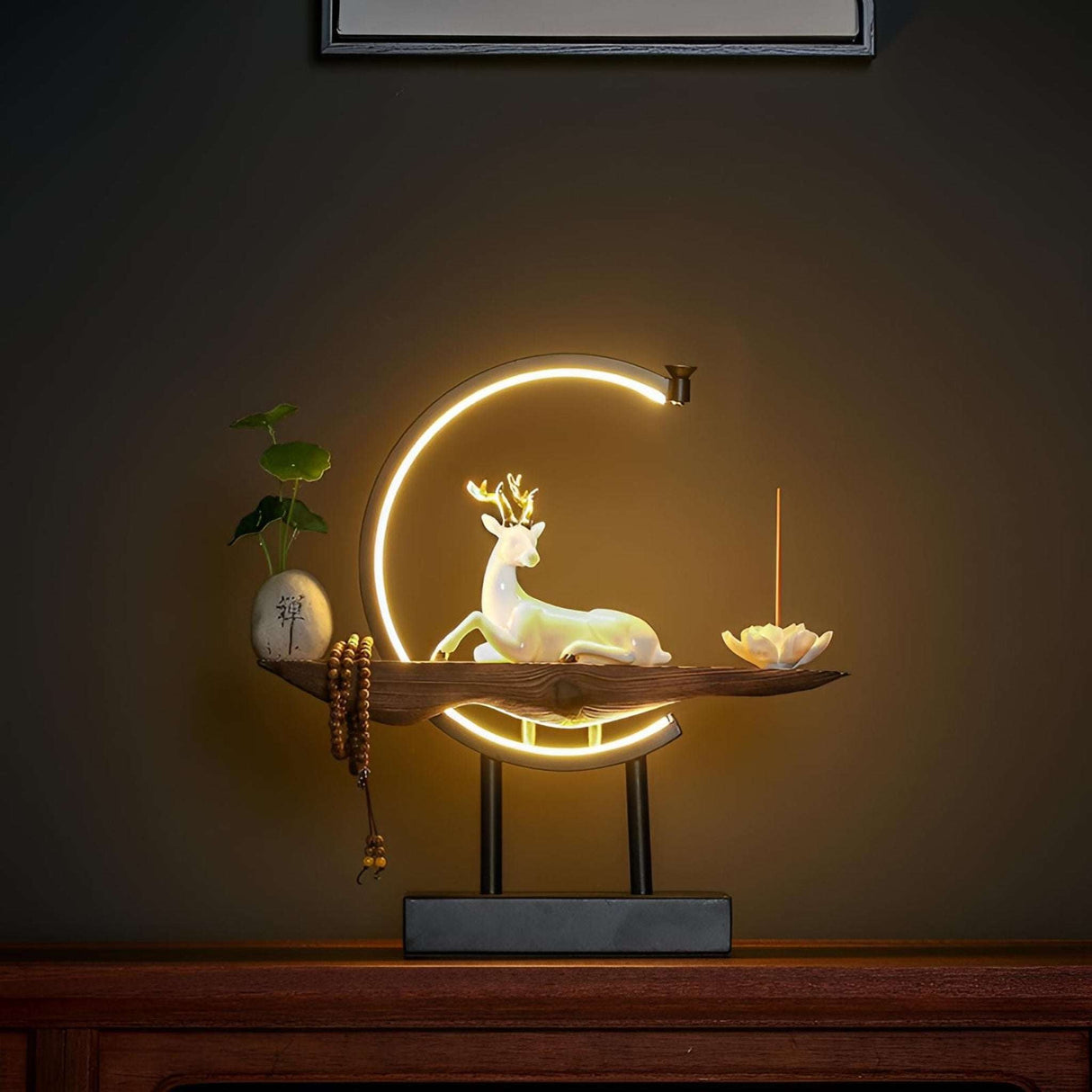 White Porcelain Deer USB Plug - In Light Ring - Julia M LifeStyles