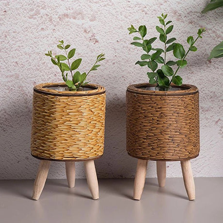 Wicker Basket Rattan Planting Flower Pot Handmade Woven Storage Basket Laundry Basket Floor To Floor Potted Green Plant Pots - Julia M LifeStyles