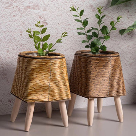 Wicker Basket Rattan Planting Flower Pot Handmade Woven Storage Basket Laundry Basket Floor To Floor Potted Green Plant Pots - Julia M LifeStyles