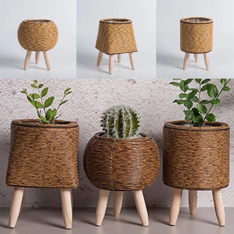 Wicker Basket Rattan Planting Flower Pot Handmade Woven Storage Basket Laundry Basket Floor To Floor Potted Green Plant Pots - Julia M LifeStyles