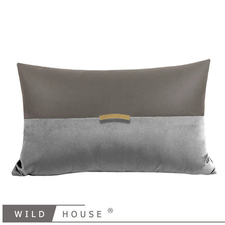 Wild House Modern Light Luxury Gray Leather Stitching Pillow Metal Buckle Decorative Cushions Sofa Cushion Sets - Julia M LifeStyles