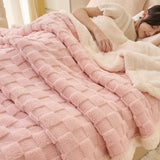 Winter Coral Fleece Minimalist Bed Blanket - Julia M LifeStyles