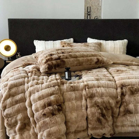 Winter Luxe Plush Bedding Set imitation rabbit winter duvet set Julia M Home & Kitchen   