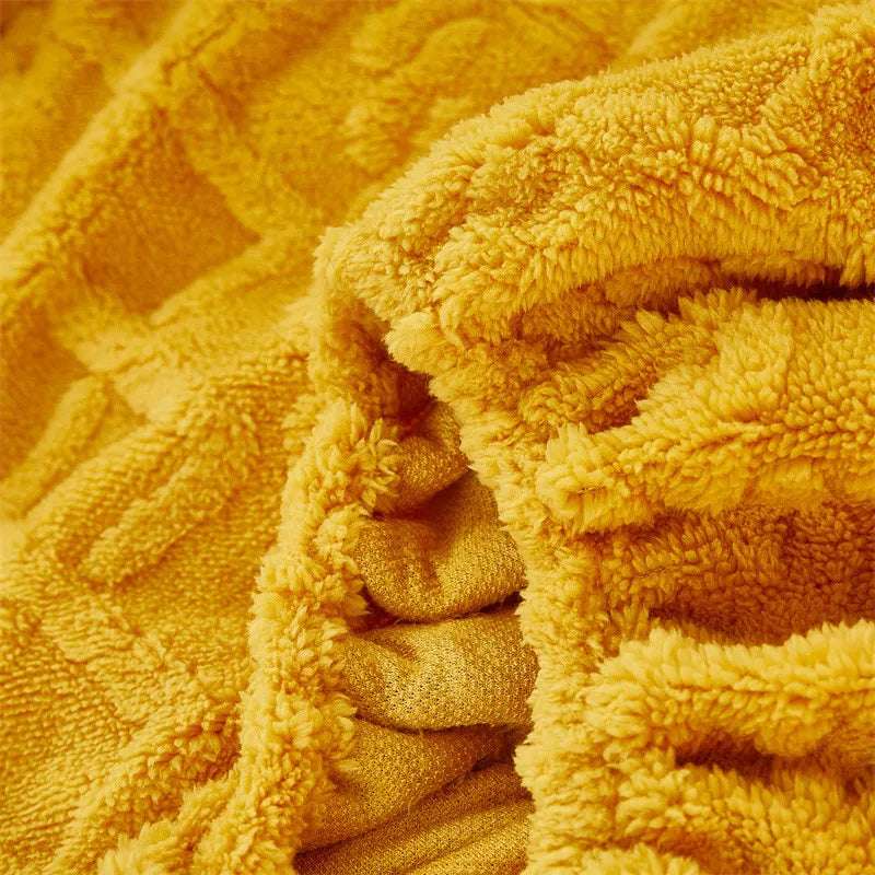 Winter Warm Yellow Taff Velvet Fleece Bed Sheet - Julia M LifeStyles