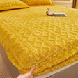 Winter Warm Yellow Taff Velvet Fleece Bed Sheet - Julia M LifeStyles