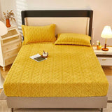 Winter Warm Yellow Taff Velvet Fleece Bed Sheet - Julia M LifeStyles