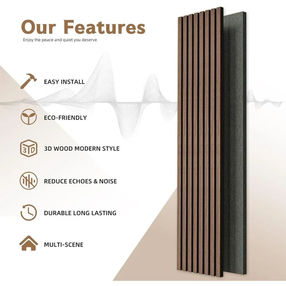 Wood Slat Acoustic Panels for Stylish Decor, Noise Reduction, 3D Fluted Panel for Wall, Interior Design, 47 in - Julia M LifeStyles