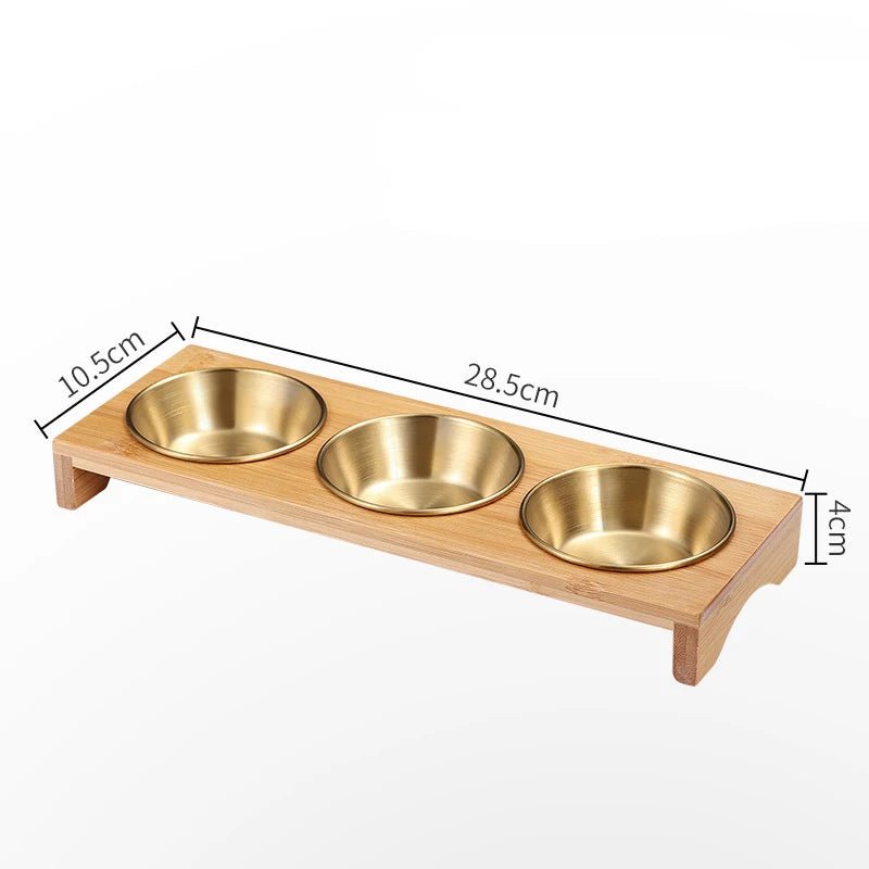 Wooden Condiment Set with Stainless Steel Dip Bowls on Bamboo Tray - Julia M LifeStyles