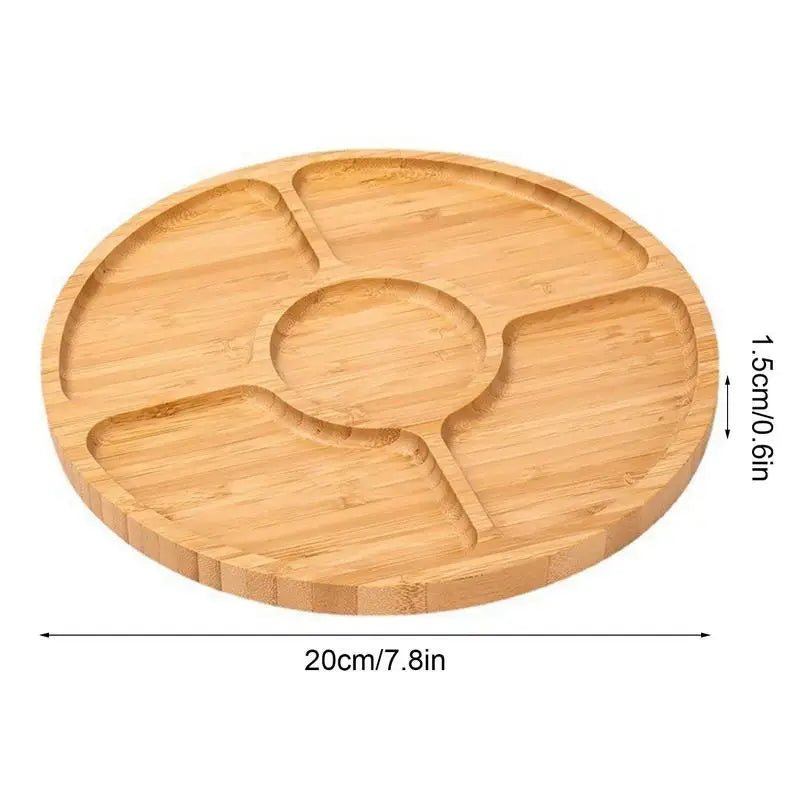 Wooden Divided Round Serving Tray - Perfect for Parties - Julia M LifeStyles