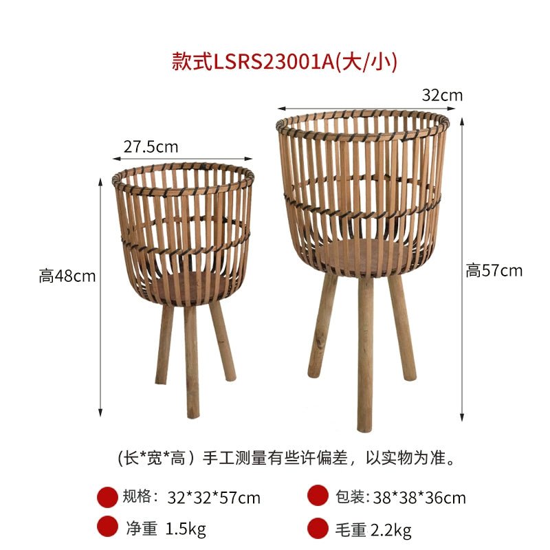 Wooden Rattan Flower Stand with Minimalist Design for Indoor Flower Pots & Green Plants - Julia M LifeStyles