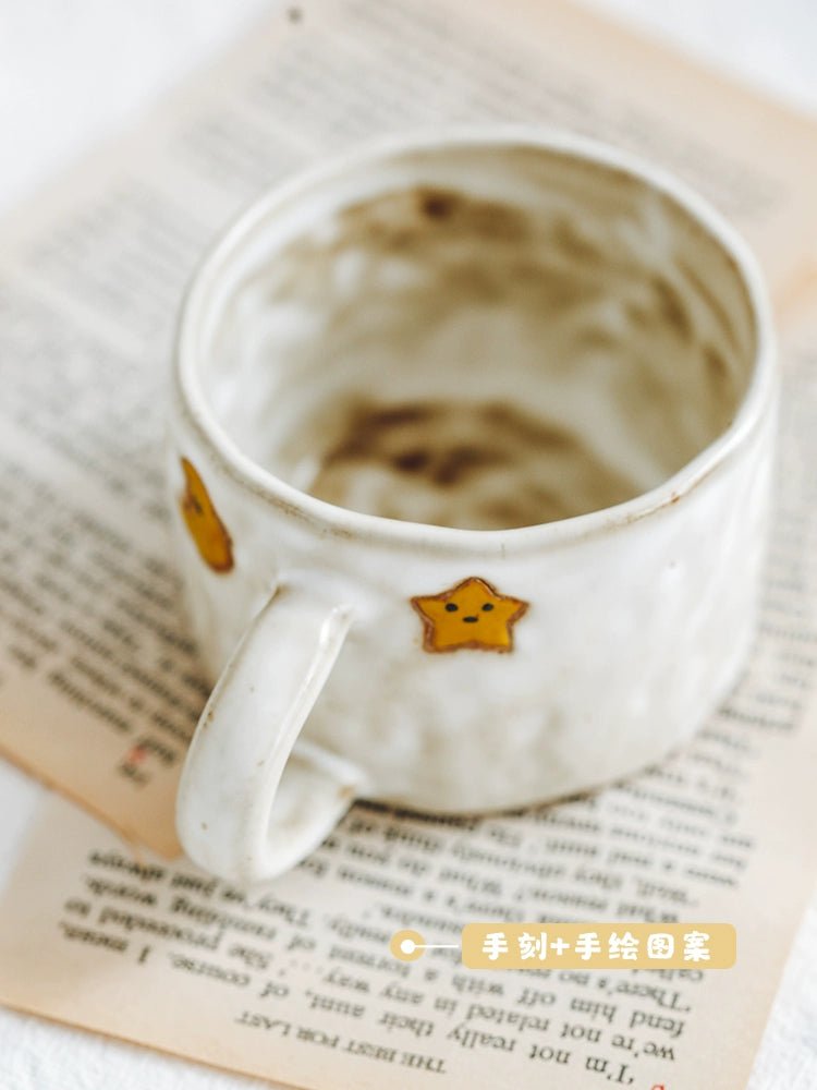 Original Japanese Style Handmade Retro Stoneware Coffee Cup Creative Cute Young Adult Heart Mug Cup - Julia M LifeStyles