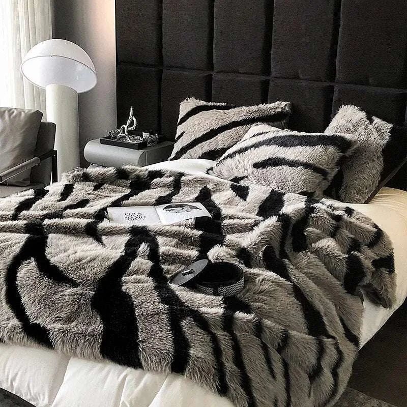 Zebra Print Luxury Faux Fur Blanket - Julia M LifeStyles