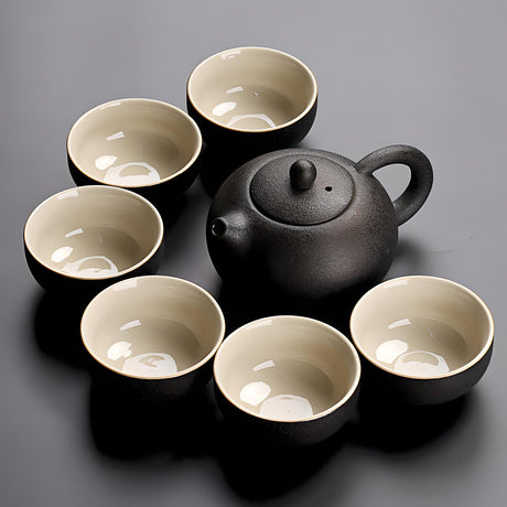 Zen Style Black Pottery Nine - Piece Tea Set 🖤 - Julia M LifeStyles